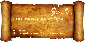 Zselinszky Valéria névjegykártya